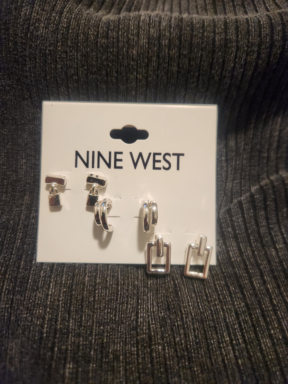 Nine West Silver-Tone Mixed Earring Set - 3 Pairs